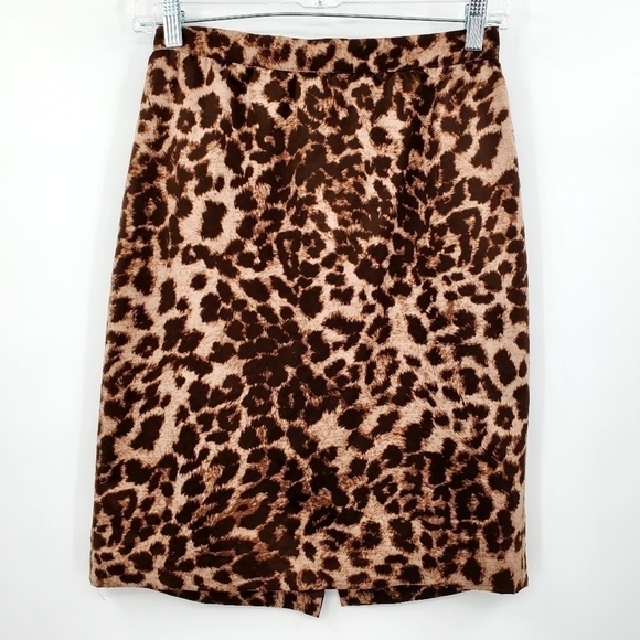 Club Monaco Brown Jackie Leopard Print Pencil Skirt